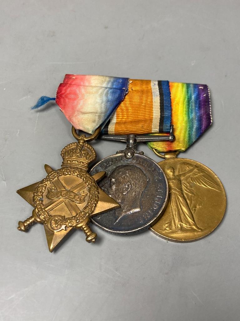 A WWI trio of medals to 304941. R. Brooks, STO. 1. R.N. and an unrelated WW2 medal